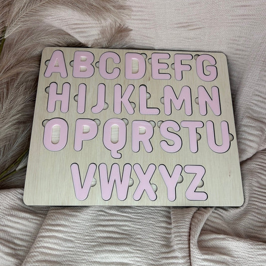Various acrylic colours to choose from for our letter pieces of the Alphabet Puzzle.