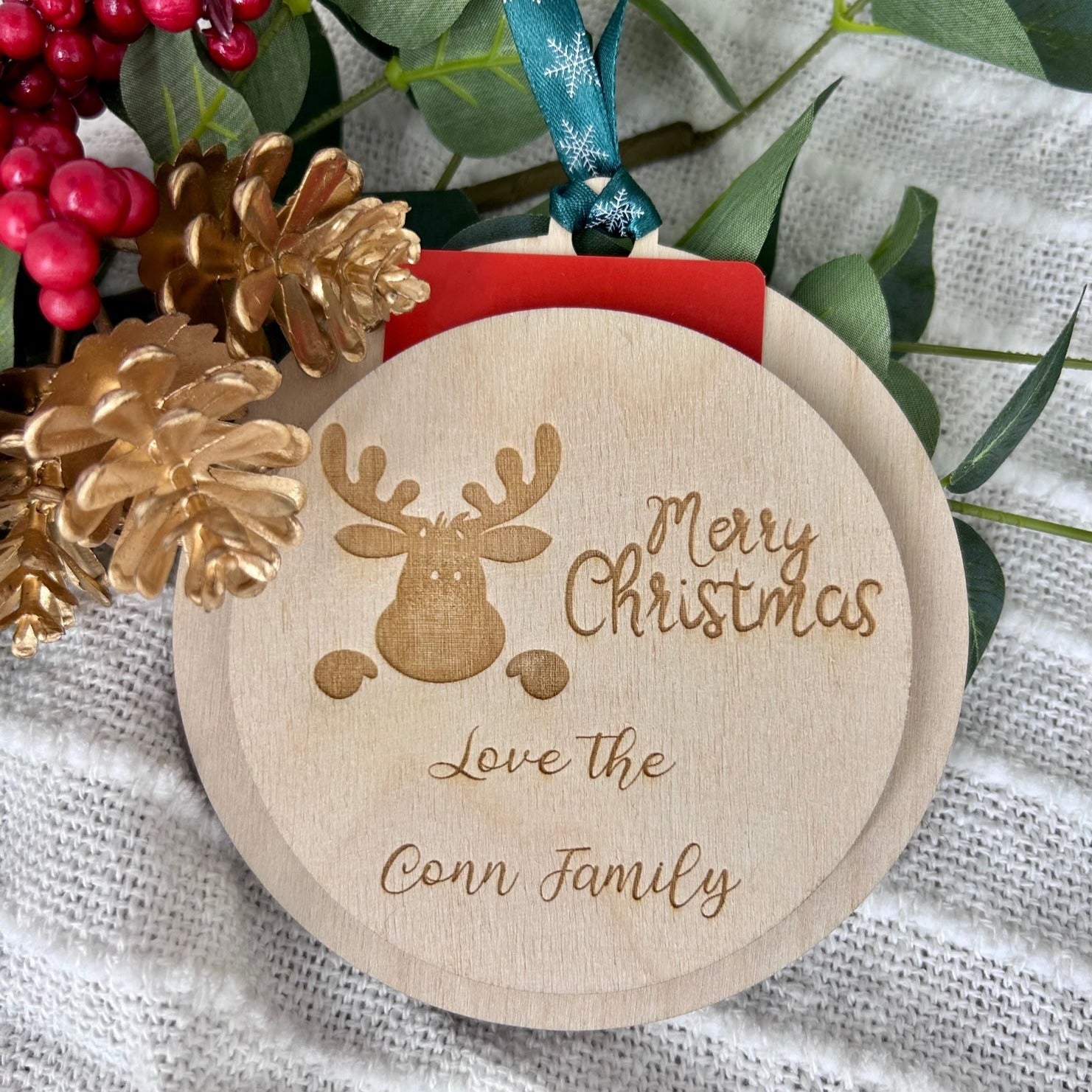 Christmas Reindeer Gift Card Holder double as a tree ornament