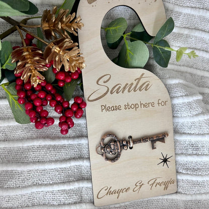 Santa Stop Here Door Hanger with Magical Key