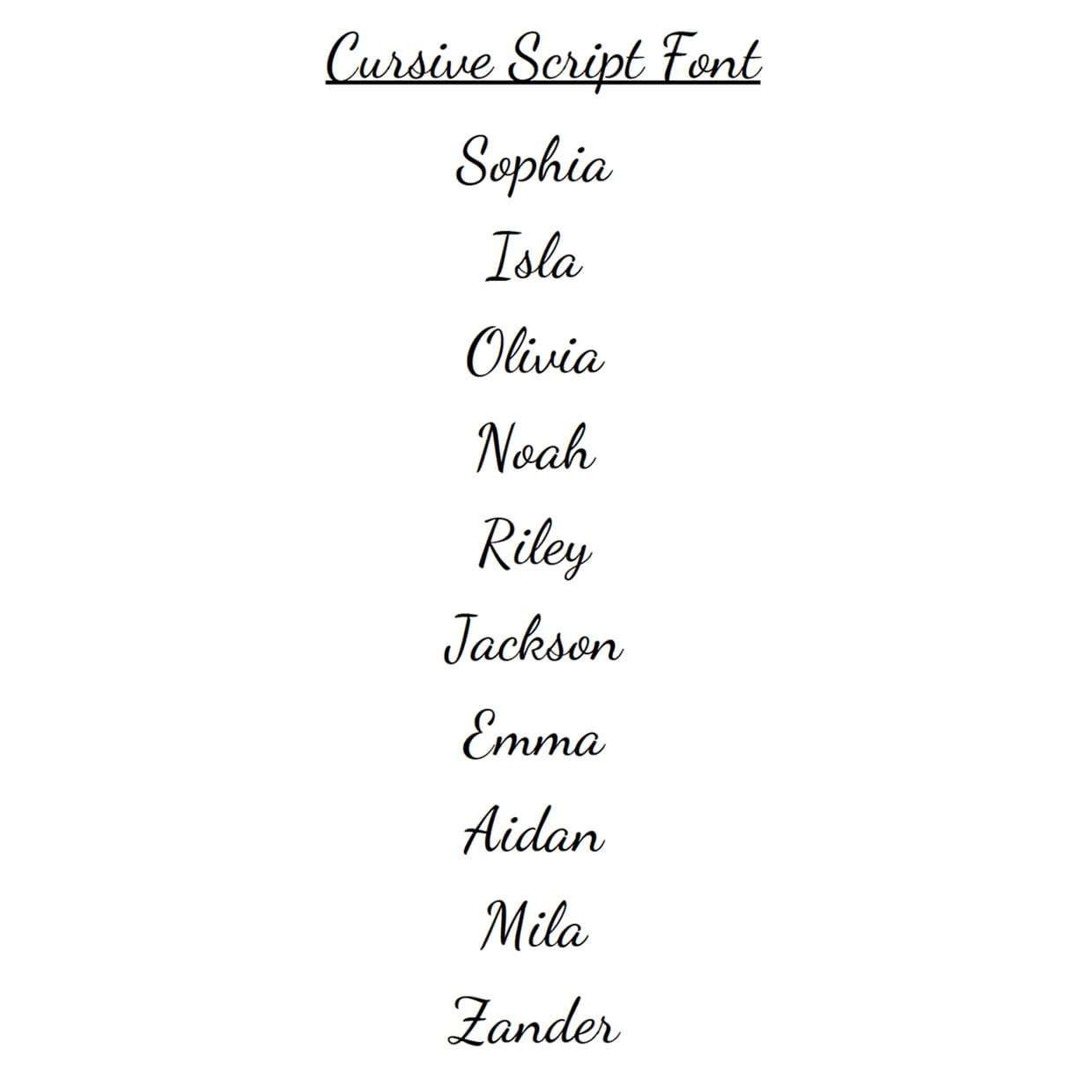 Cursive Script Font Example