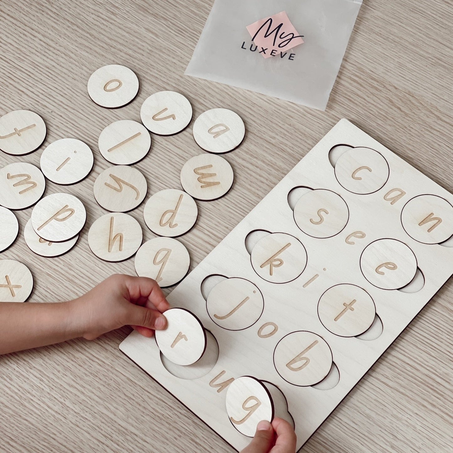 Timber CVC Board with Alphabet Discs