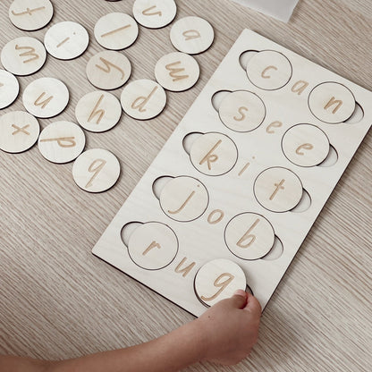 Timber CVC Board with Alphabet Discs