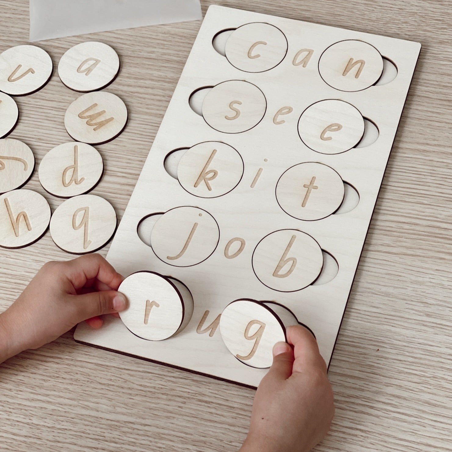 Timber CVC Board with Alphabet Discs