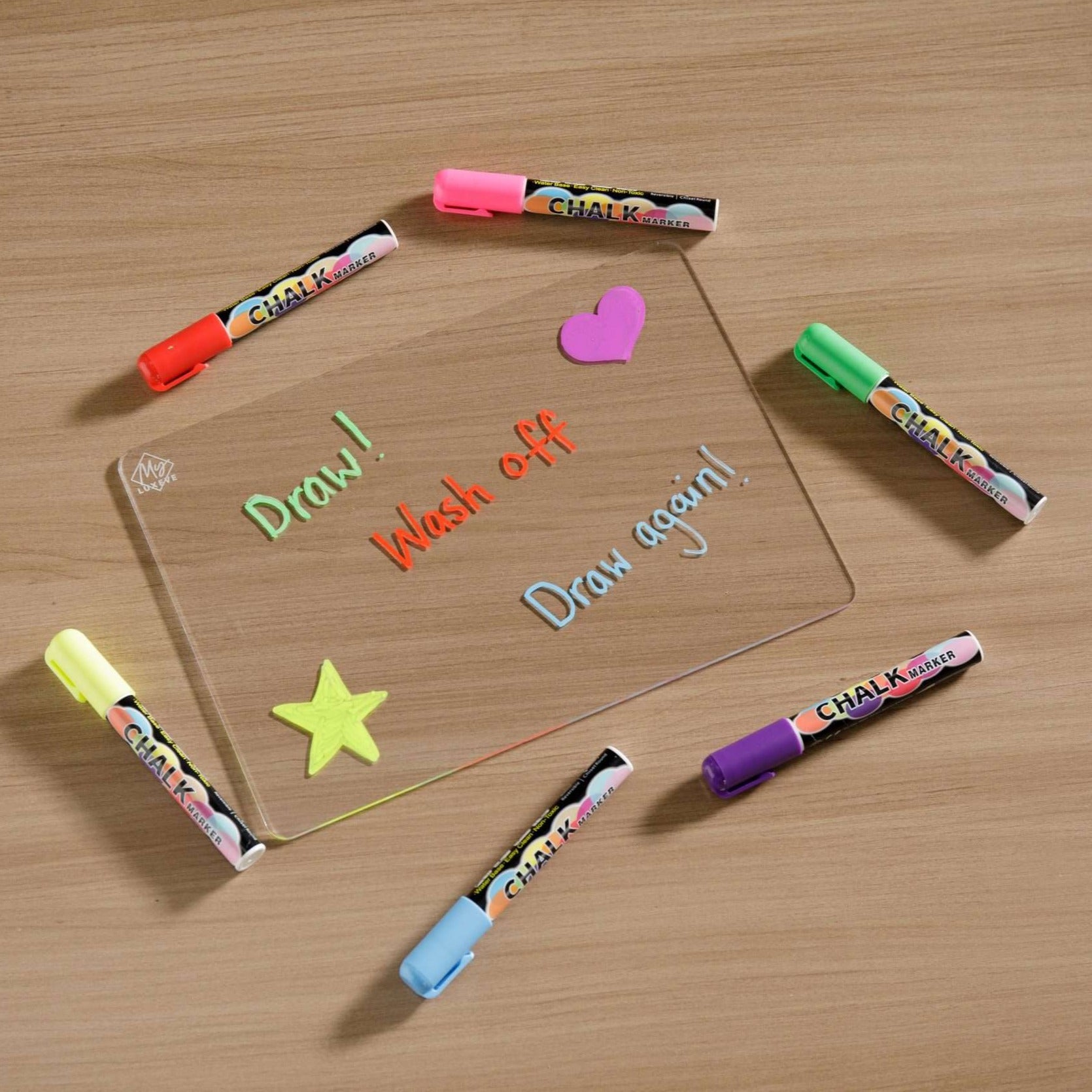 Blank Writing and Drawing Board with Chalk Markers