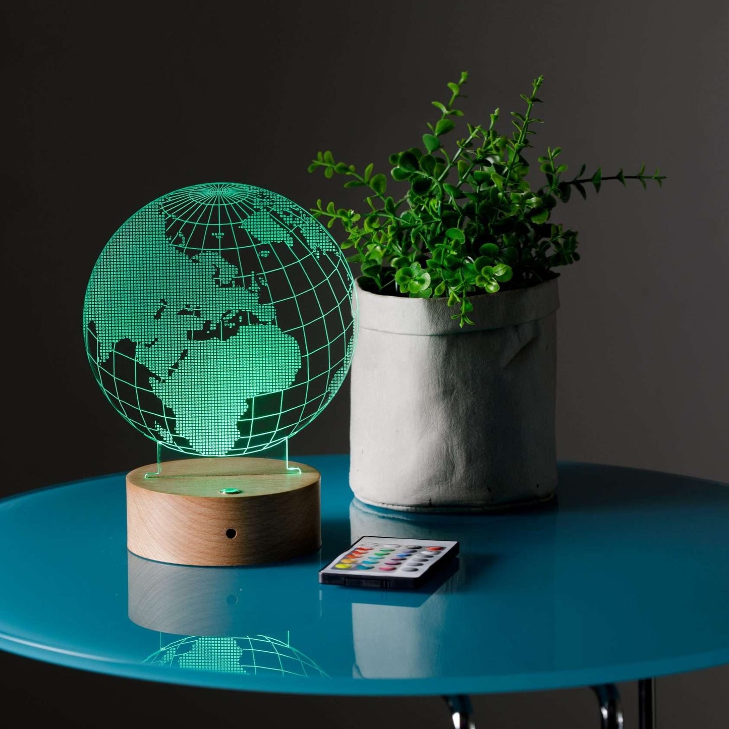 Globe Night Light with Wooden Base