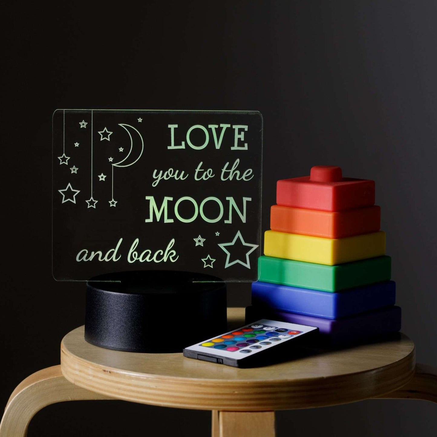 Love You To The Moon and Back Night Light with Black Base