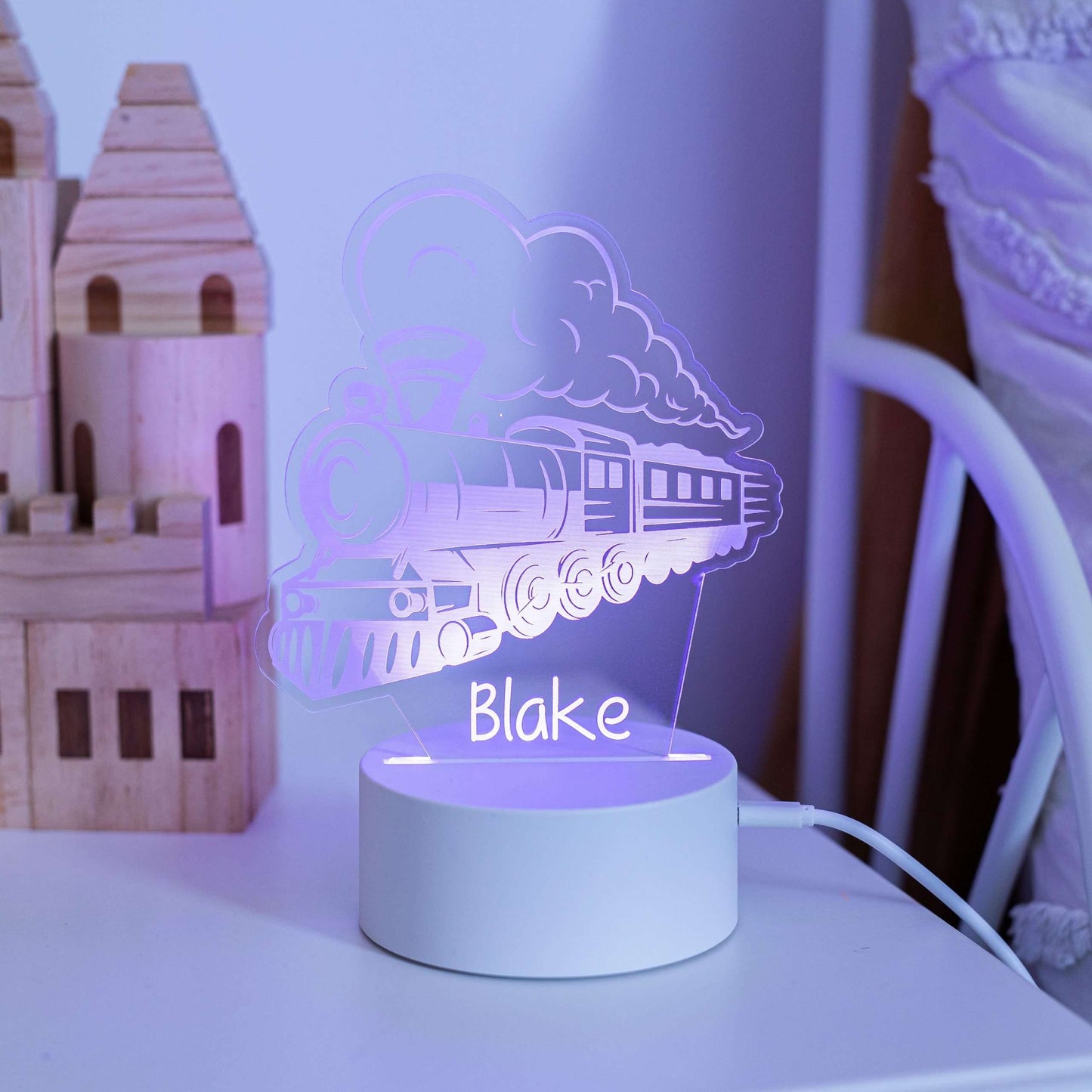 Train Night Light for Kids with White Base