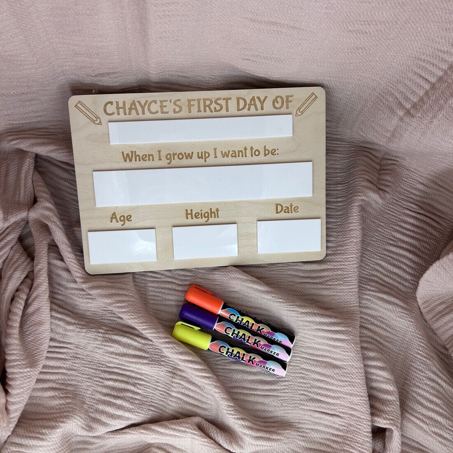 My First Day Board - Personalised Pencil Theme