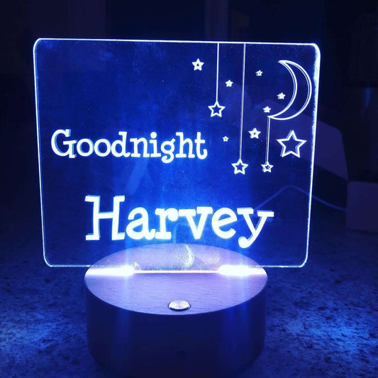 Good Night Night Light with Wooden Base