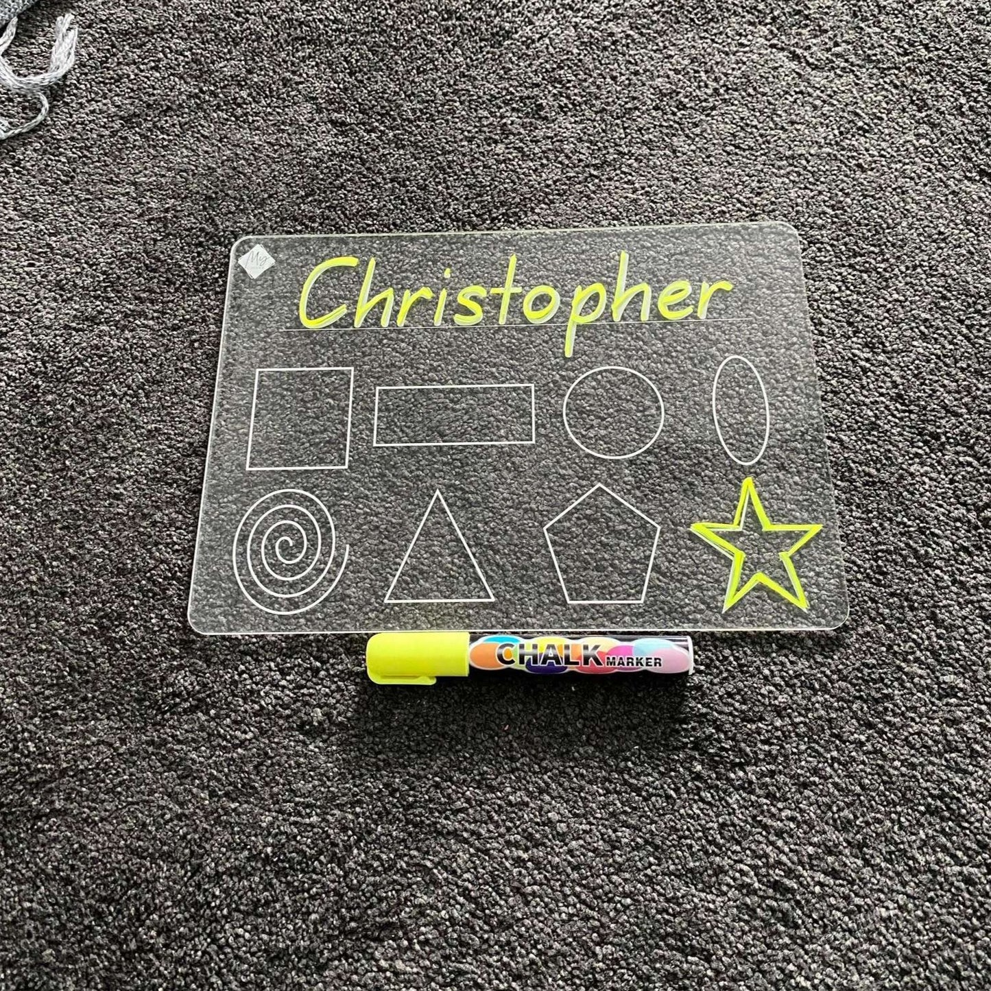 First Name Shapes Learning Tracing Board with Chalk Marker