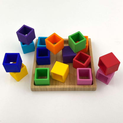 Silicone Rainbow Stacking Cube