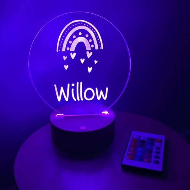 Rainbow Night Light with Wooden Base