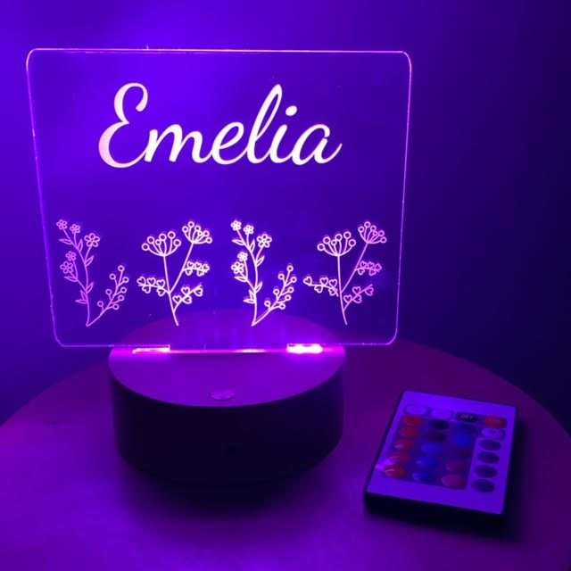 Floral Night Light with White Base